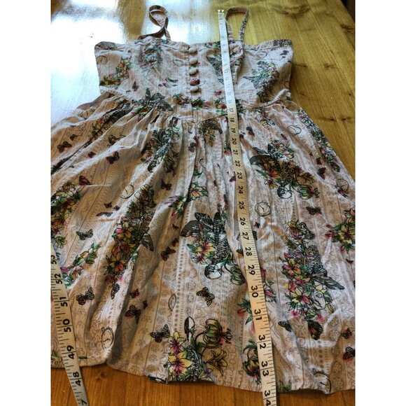 Hell Bunny Elaine Dress Floral Skeleton Print Sundress Size L Goth - Picture 9 of 9